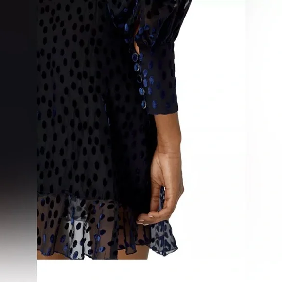 The Kooples Polka Dot Burnout Velvet Wrap Dress - Picture 6 of 8